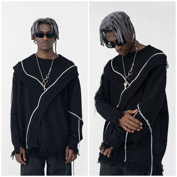 Harsh and Cruel Irregular Deconstruction Sweater Streetwear Goth Alternative M - Picture 1 of 8